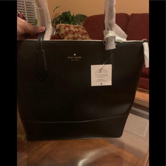 New Kate Spade Strawberry Black Leather Tote Purse - Picture 5 of 5